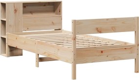 vidaXL Κρεβάτι Βιβλιοθήκη Χωρίς Στρώμα 75x190 εκ Μασίφ Ξύλο Πεύκο