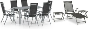vidaXL Σετ Τραπεζαρίας Κήπου 10 Τεμαχίων Μαύρο / Ασημί