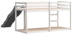 vidaXL Κουκέτα με Τσουλήθρα/Σκάλα Λευκό 80x200 εκ. Μασίφ Ξύλο Πεύκου