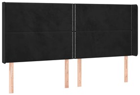vidaXL Κεφαλάρι με Πτερύγια Μαύρο 203x16x118/128 εκ. Βελούδινο