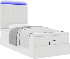 vidaXL Κρεβάτι-Μονό κρεβάτι με στρώμα και LED Λευκό 80x200 εκ. από τεχνητό δέρμα