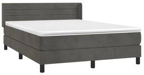 ΚΡΕΒΑΤΙ BOXSPRING ΜΕ ΣΤΡΩΜΑ ΣΚΟΥΡΟ ΓΚΡΙ 140X190 ΕΚ. ΒΕΛΟΥΔΙΝΟ 3131016