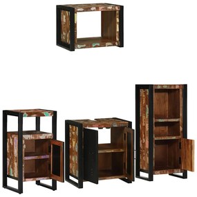 vidaXL Σετ Επίπλων Μπάνιου 4 pcs Πολύχρωμο Στερεό ανακτημένο ξύλο