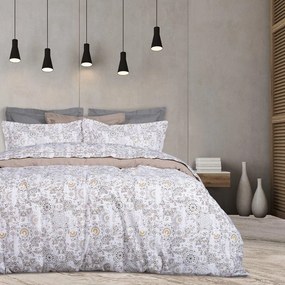 Σεντόνια 9624 Happy (Σετ 4τμχ) White-Spaghi-Grey Das Home King Size 260x280cm 100% Βαμβάκι