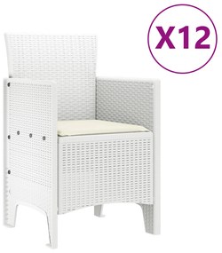 vidaXL Σετ Τραπεζαρίας 13 Τεμαχίων με Μαξιλάρια Λευκό Πολυ Ρατάν