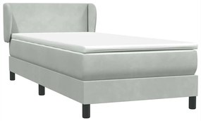 vidaXL Κρεβάτι Boxspring με Στρώμα Ανοιχτό Γκρι 100x210 εκ. Βελούδινο