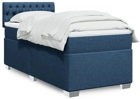 vidaXL Κρεβάτι Boxspring με Στρώμα Μπλε 90x200 εκ.Υφασμάτινο