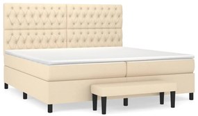 vidaXL Κρεβάτι Boxspring με Στρώμα Κρεμ 200x200 εκ. Υφασμάτινο