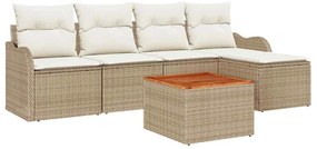 vidaXL Σετ Καναπέ Κήπου 6 pcs Μπεζ και λευκό