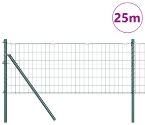 vidaXL Φράχτης Euro της  με 13 Στυλάκια 0.8x25 μ Γαλβανισμένος Χάλυβας Πράσινος