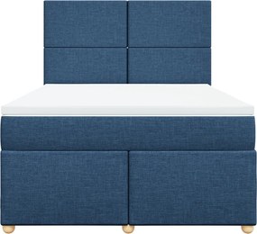 vidaXL Κρεβάτι Boxspring με Στρώμα Μπλε 140x200 εκ. Υφασμάτινο