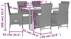 vidaXL Σετ Τραπεζαρίας Κήπου 7 τεμ. Μπεζ Συνθετικό Ρατάν με Μαξιλάρια