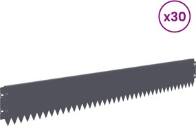 vidaXL Περίγραμμα γκαζόν 30 τμχ. 103 x 15 εκ Steel Ανθρακί