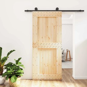 vidaXL Συρόμενη Πόρτα Φυσικό και Μαύρο 90 x 210 cm