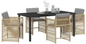 vidaXL Σέτ φαγητού για κήπο 5 pcs Μπεζ συνθετικό ρατάν