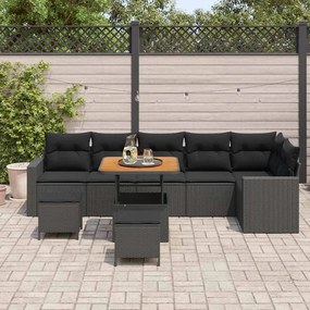 vidaXL Σετ Καναπέ Κήπου 9 pcs Μαύρο συνθετικό ρατάν
