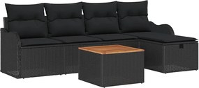vidaXL Σετ Καναπέ Κήπου με μαξιλάρι 6 pcs Μαύρο Πολυ ράταν