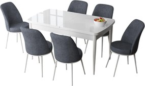 Extendable Dining Table &amp; Chairs Set (7 Pieces) Zen - White, Fume White
Fume