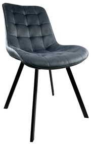 Καρέκλα Τραπεζαρίας ArteLibre BRISA Γκρι/Μαύρο Βελούδο/Μέταλλο 53x60x85cm