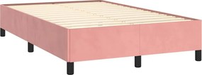 vidaXL Κρεβάτι Boxspring με Στρώμα &amp; LED Ροζ 120x190 εκ. Βελούδινο