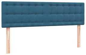 BOX SPRING ΚΡΕΒΑΤΙ ΜΕ ΣΤΡΩΜΑ ΣΚΟΥΡΟ ΜΠΛΕ 140X220 CM ΒΕΛΟΥΔΙΝΟ 3317905