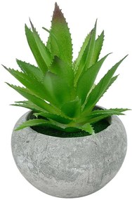 Τεχνητό Φυτό Σε Κασπώ Aloe 21037 Φ10x15cm Grey-Green GloboStar Πηλός,Πολυαιθυλένιο