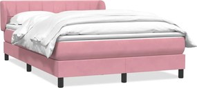 vidaXL Κρεβάτι Boxspring με Στρώμα Ροζ 140x210 εκ. Βελούδινο