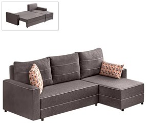 Γωνιακός καναπές - κρεβάτι Ece Megapap δεξιά γωνία υφασμάτινος με αποθηκευτικό χώρο χρώμα καφέ 242x150x88εκ. - Ύφασμα - PRGP043-0065,2