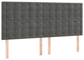 vidaXL Κρεβάτι Boxspring με Στρώμα Σκούρο Γκρι 180x200 εκ. Βελούδινο