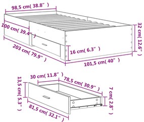 ΠΛΑΙΣΙΟ ΚΡΕΒΑΤΙΟΥ ΜΕ ΣΥΡΤΑΡΙΑ ΓΚΡΙ SONOMA 100X200ΕΚ. ΕΠΕΞ. ΞΥΛΟ 3280424