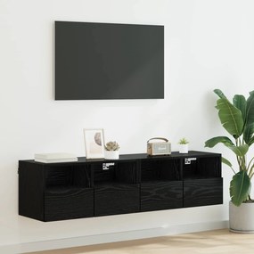 vidaXL Βάσεις τηλεόρασης 2 pcs Μαύρη Οξυά Επεξεργασμένο Ξύλο