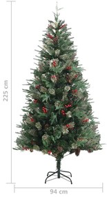 vidaXL Χριστουγεννιάτικο Δέντρο Πράσινο 225 εκ. με Κουκουνάρια PVC&PE