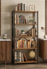 Stewehome Βιβλιοθήκη με 5 ράφια από μέταλλο (Πεύκο) 52x25x150 cm