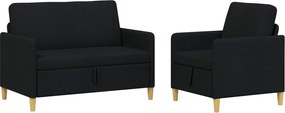 vidaXL Σαλονάκι Σετ Με Αποθηκευτικό Χώρο 2 pcs Μαύρο Πολυεστέρας