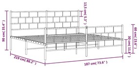 Πλαίσιο Κρεβατιού με Κεφαλάρι&amp;Ποδαρικό Μαύρο 183x213εκ. Μέταλλο - Μαύρο