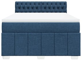 vidaXL Κρεβάτι Boxspring με Στρώμα Μπλε 160x200 εκ. Υφασμάτινο