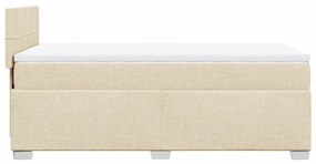 Κρεβάτι Boxspring με Στρώμα Κρεμ 100 x 200 εκ. Υφασμάτινο - Κρεμ