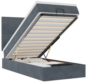Οθωμανικό κρεβάτι με στρώματα &amp; LEDs Σκούρο γκρι Βελούδο 3314229
