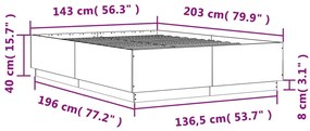 Πλαίσιο Κρεβατιού Καπνιστή Δρυς 140x200 εκ. Επεξεργασμένο Ξύλο - Καφέ