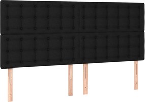 vidaXL Κρεβάτι Boxspring με Στρώμα Μαύρο 200x200 εκ. Υφασμάτινο