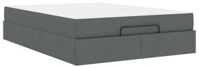 Σκελετός κρεβατιού με στρώμα με στρώμα 2 pcs Σκούρο Γκρι ύφασμα