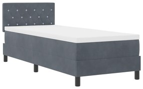 vidaXL Κρεβάτι Box Spring  με Στρώμα & LED Σκούρο Γκρι 80x200 εκ. Βελούδο