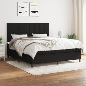 Κρεβάτι Boxspring με Στρώμα Μαύρο 180x200 εκ. Υφασμάτινο