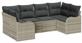 vidaXL Σετ Καναπέ Κήπου με μαξιλάρι 6 pcs Ανοιχτό γκρι Πολυ ράταν