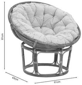 Πολυθρόνα Baya Inart φυσικό ξύλο με μαξιλάρι 91x65x81εκ 91x65x81 εκ.