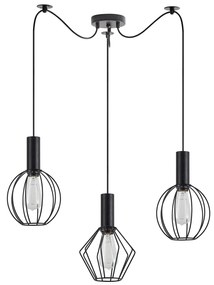 SE21-BL-4-BL3-GR12 ADEPT FLEX Black Pendant Black Metal Grid+
