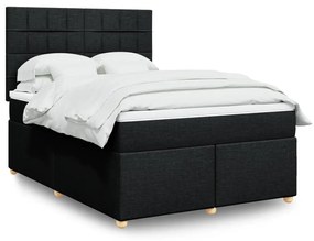 Κρεβάτι Boxspring με Στρώμα Μαύρο 140x190 εκ. Υφασμάτινο - Μαύρο