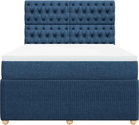 vidaXL Κρεβάτι Boxspring με Στρώμα Μπλε 160x200 εκ. Υφασμάτινο
