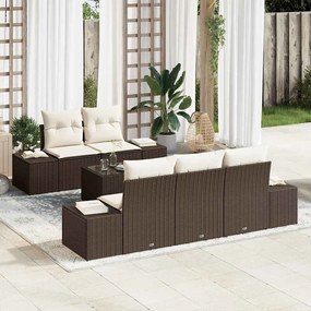 vidaXL Σετ Καναπέ Κήπου με μαξιλάρι 6 pcs Καφέ, Κρέμα 55 x 55 x 37 εκ