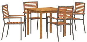 vidaXL Σέτ φαγητού για κήπο 5 pcs Γκρι Πολυ ράταν
